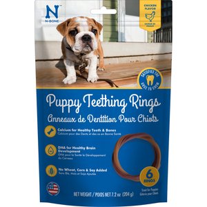 N-Bone Puppy Teething Ring Chicken Flavor Dental Dog Treats, 6 count