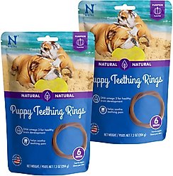 N-Bone Puppy Teething Ring Pumpkin Flavor Dental Dog Treats, 12 count bundle