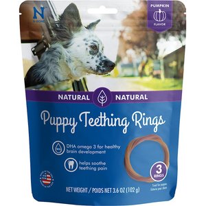N-Bone Puppy Teething Ring Pumpkin Flavor Dental Dog Treats, 3 count