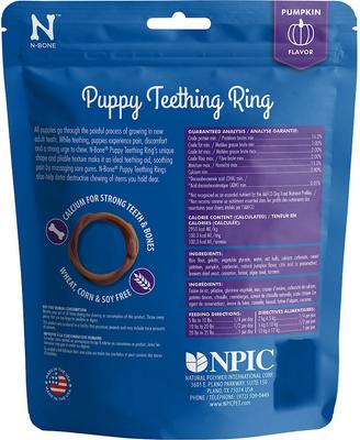 Show full view: N-Bone Puppy Teething Ring Pumpkin Flavor Dental Dog Treats, 3 count slide 3 of 9