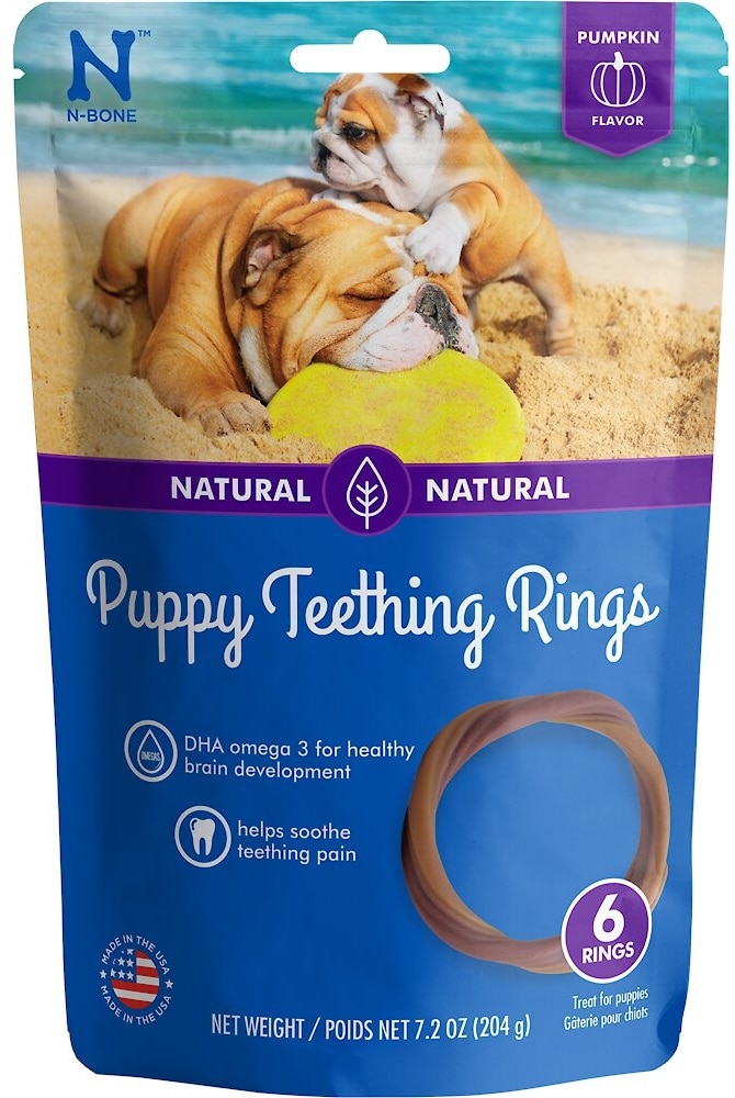 N-BONE Puppy Teething Ring Pumpkin Flavor Dental Dog Treats,