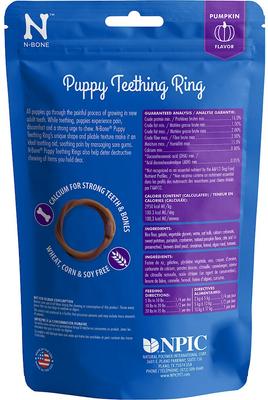 Show full view: N-Bone Puppy Teething Ring Pumpkin Flavor Dental Dog Treats, 6 count slide 3 of 9
