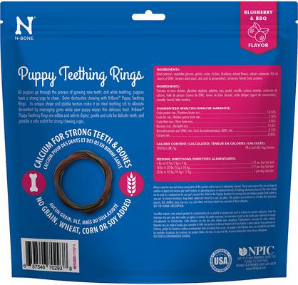 Show full view: N-Bone Puppy Teething Rings Blueberry & BBQ Flavor Grain-Free Dental Dog Treats, 3 count slide 3 of 9