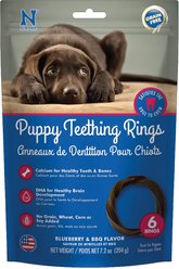 N-Bone Puppy Teething Rings Blueberry & BBQ Flavor Grain-Free Dental Dog Treats, 6 count