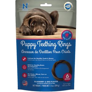 N-Bone Puppy Teething Rings Blueberry & BBQ Flavor Grain-Free Dental Dog Treats, 6 count