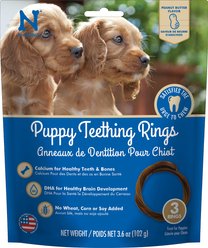 N-Bone Puppy Teething Rings Peanut Butter Flavor Dental Dog Treats, 3 count