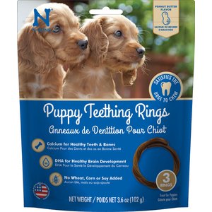N-Bone Puppy Teething Rings Peanut Butter Flavor Dental Dog Treats, 3 count