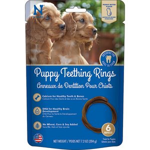 N-Bone Puppy Teething Rings Peanut Butter Flavor Dental Dog Treats, 6 count