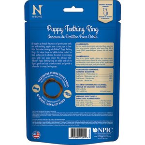 N-Bone Puppy Teething Rings Peanut Butter Flavor Dental Dog Treats, 6 count