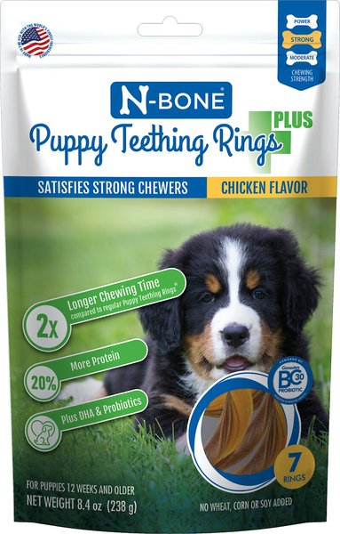 N-Bone Puppy Teething Rings Plus Chicken Flavor Dog Treats, 7 count