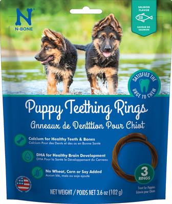 Show full view: N-Bone Puppy Teething Rings Salmon Flavor Dental Dog Treats, 3 count slide 1 of 9