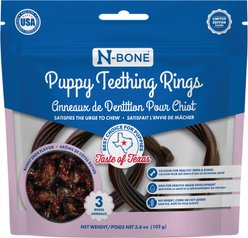 N-Bone Puppy Teething Rings Taste of Texas Burnt Ends Flavor Dog Dental Treats, 3 count