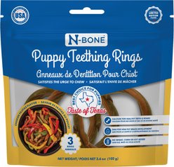 N-Bone Puppy Teething Rings Taste of Texas Chicken Fajitas Flavor Dog Dental Treats, 3 count