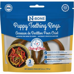 N-Bone Puppy Teething Rings Taste of Texas Chicken Fajitas Flavor Dog Dental Treats, 3 count