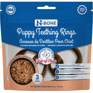 N-Bone Puppy Teething Rings Taste of Texas Pulled Pork Flavor Dog Dental Treats, 3 count