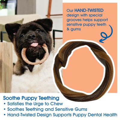 Show full view: N-Bone Puppy Teething Rings Taste of Texas Pulled Pork Flavor Dog Dental Treats, 3 count slide 4 of 8