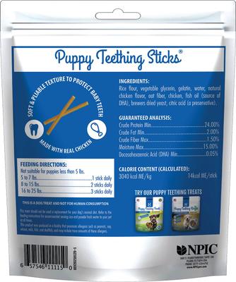 Show full view: N-Bone Puppy Teething Sticks Chicken Flavor Dog Treats, 20 count, bundle of 2 slide 4 of 8