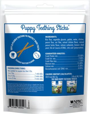 Show full view: N-Bone Puppy Teething Sticks Peanut Butter Dental Chew Treats, 20 count slide 3 of 10