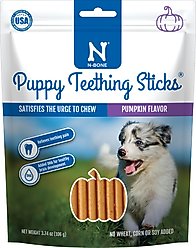 N-Bone Puppy Teething Sticks Pumpkin Dental Chew Treats, 20 count