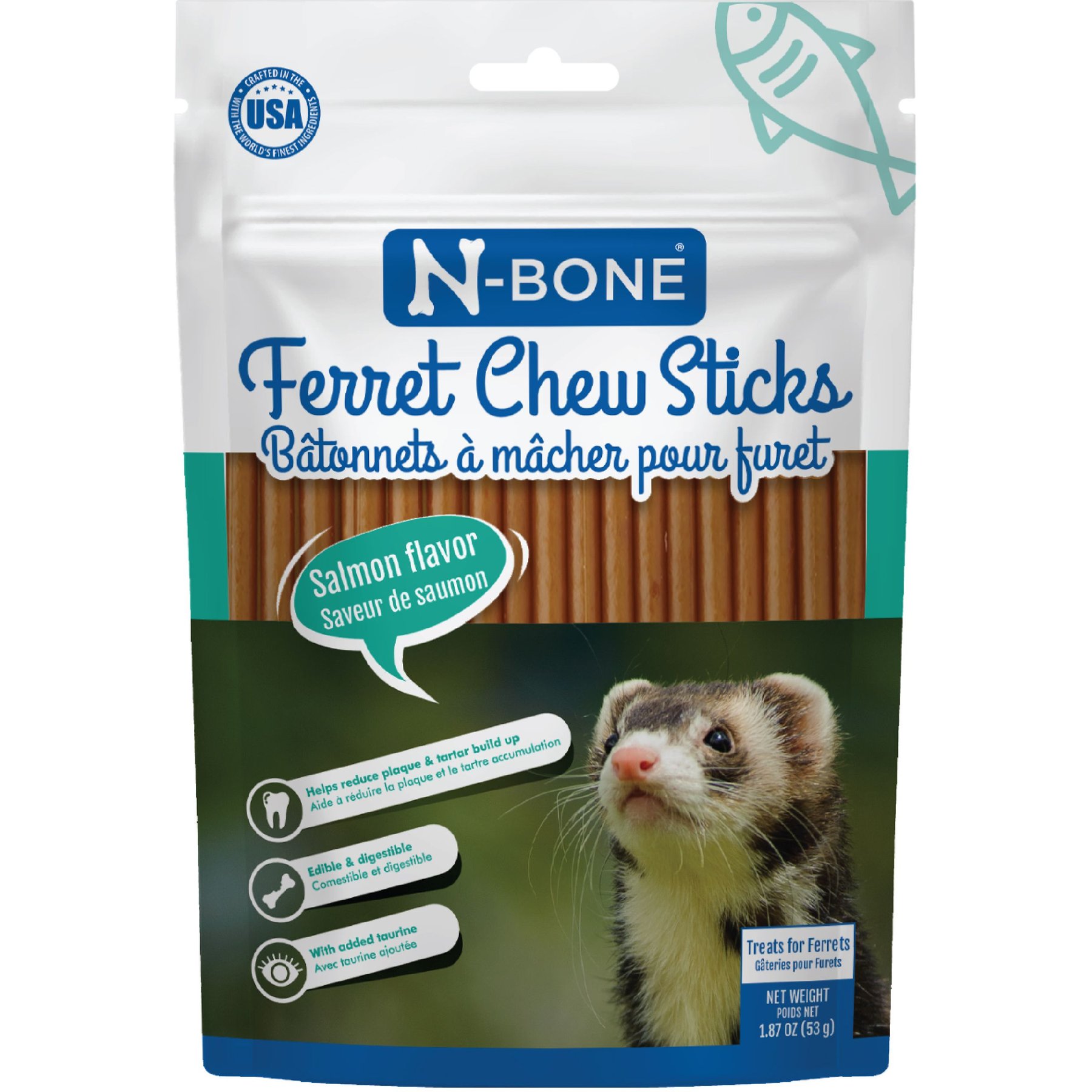 N-Bone Salmon Flavor Chew Sticks Ferret Treat, 1.87-oz bag