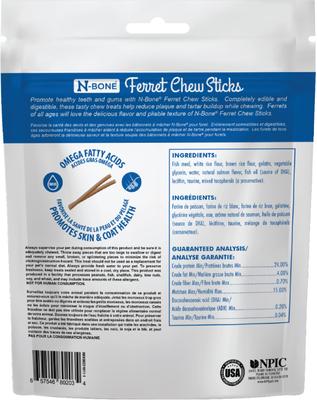 Show full view: N-Bone Salmon Flavor Chew Sticks Ferret Treat, 3.74-oz bag slide 2 of 8