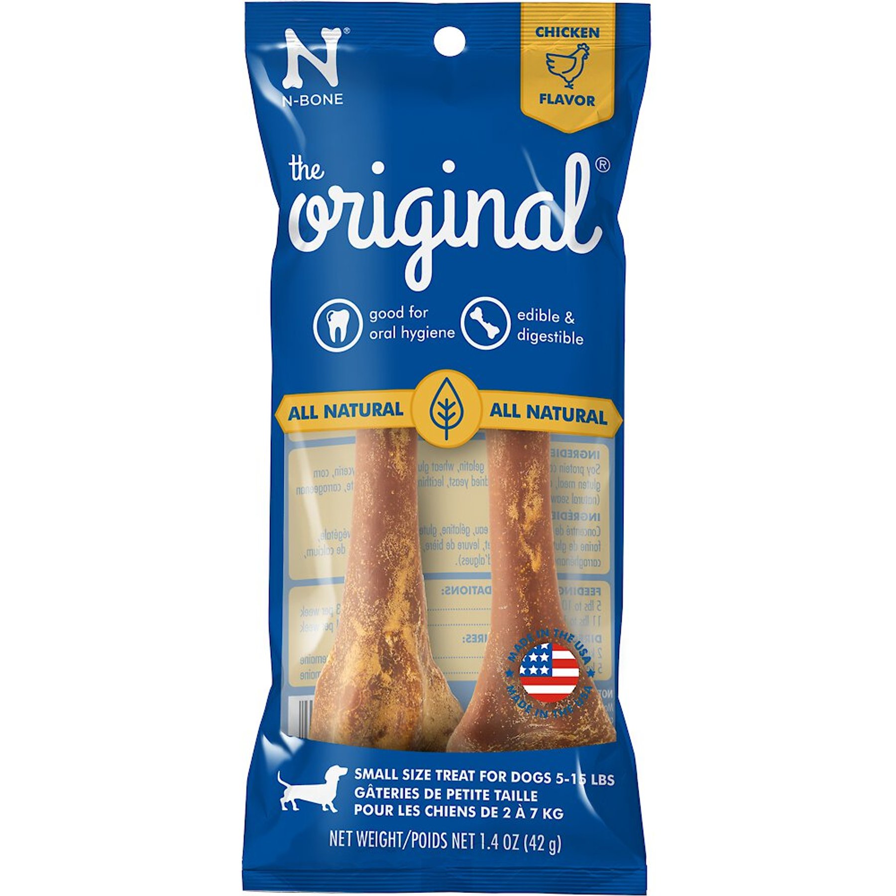 N-Bone The Original Chicken Small Dental Dog Treats, 2 count