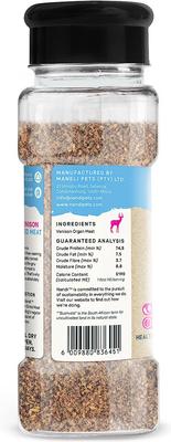 Show full view: Nandi Bushveld Venison Meat Sprinkles Freeze-Dried Dog Food Topper, 2-oz bottle slide 3 of 3