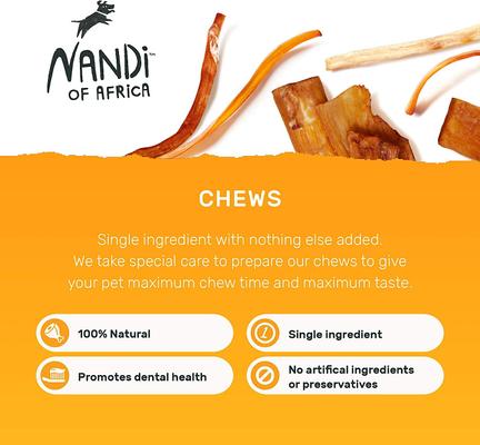 Show full view: Nandi Nguni Beef Tendon Chews Dog Treats, 3.5-oz bag slide 4 of 7