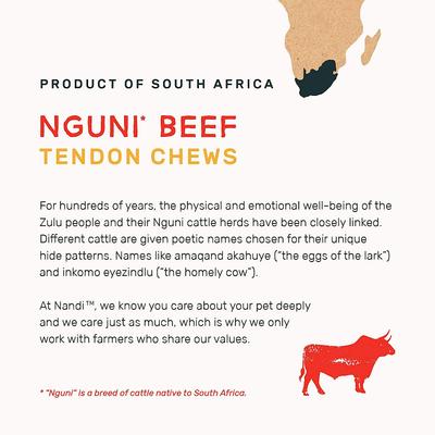 Show full view: Nandi Nguni Beef Tendon Chews Dog Treats, 3.5-oz bag slide 5 of 7
