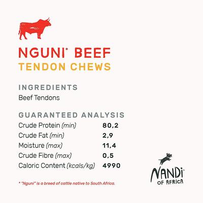 Show full view: Nandi Nguni Beef Tendon Chews Dog Treats, 3.5-oz bag slide 7 of 7
