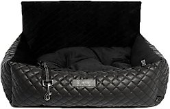 Nandog Quilted Vegan Leather Dog Car Seat Bed, Black, Medium