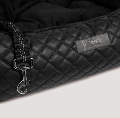Show full view: Nandog Quilted Vegan Leather Dog Car Seat Bed, Black, Medium slide 3 of 11