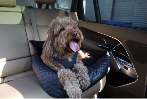 Show full view: Nandog Quilted Vegan Leather Dog Car Seat Bed, Black, Medium slide 7 of 11