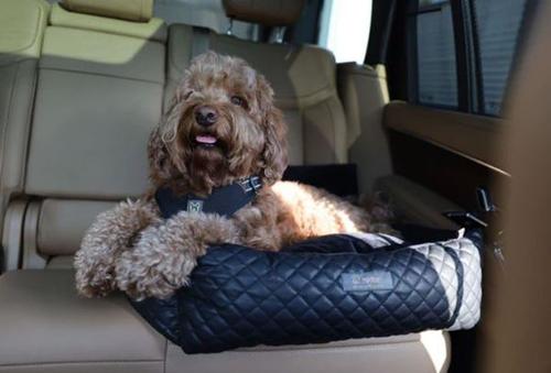 Show full view: Nandog Quilted Vegan Leather Dog Car Seat Bed, Black, Medium slide 8 of 11