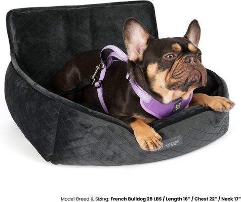 Show full view: Nandog Quilted Micro-Plush Dog Car Seat Bed, Dark Gray, Medium slide 4 of 10