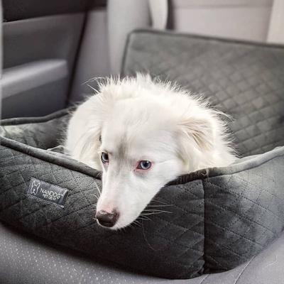 Show full view: Nandog Quilted Micro-Plush Dog Car Seat Bed, Dark Gray, Medium slide 7 of 10