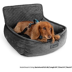 Nandog Quilted Micro-Plush Dog Car Seat Bed, Dark Gray, Small