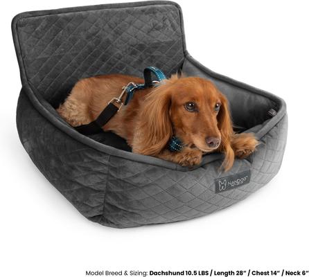 Show full view: Nandog Quilted Micro-Plush Dog Car Seat Bed, Dark Gray, Small slide 2 of 7