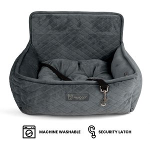 Nandog Quilted Micro-Plush Dog Car Seat Bed, Dark Gray, Small