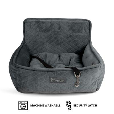 Show full view: Nandog Quilted Micro-Plush Dog Car Seat Bed, Dark Gray, Small slide 3 of 7