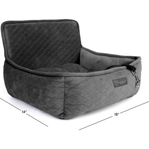 Nandog Quilted Micro-Plush Dog Car Seat Bed, Dark Gray, Small