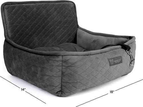 Show full view: Nandog Quilted Micro-Plush Dog Car Seat Bed, Dark Gray, Small slide 4 of 7