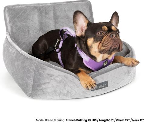 Show full view: Nandog Quilted Micro-Plush Dog Car Seat Bed, Light Gray, Medium slide 4 of 9
