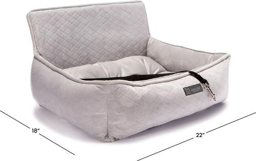 Show full view: Nandog Quilted Micro-Plush Dog Car Seat Bed, Light Gray, Medium slide 6 of 9