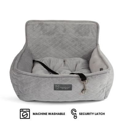Show full view: Nandog Quilted Micro-Plush Dog Car Seat Bed, Light Gray, Small slide 3 of 8