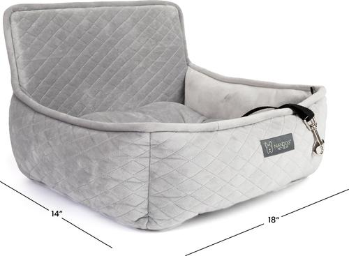 Show full view: Nandog Quilted Micro-Plush Dog Car Seat Bed, Light Gray, Small slide 4 of 8
