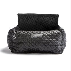 Nandog Quilted Vegan Leather Dog Car Seat Bed, Black, Small