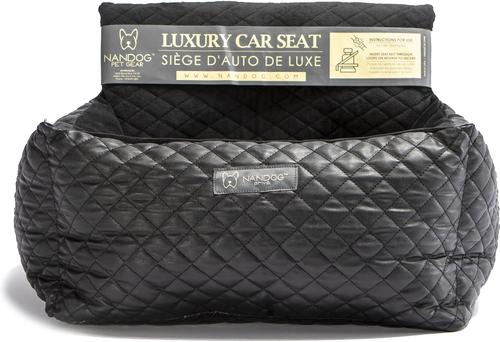Show full view: Nandog Quilted Vegan Leather Dog Car Seat Bed, Black, Small slide 5 of 9