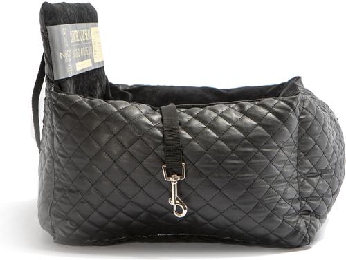 Show full view: Nandog Quilted Vegan Leather Dog Car Seat Bed, Black, Small slide 6 of 9