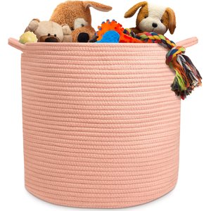 Natemia Dog Toy Storage Basket, Misty Rose, Large